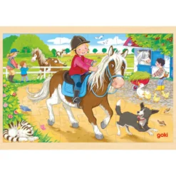Rahmenpuzzle Holz "Ponyhof", 24 Teile