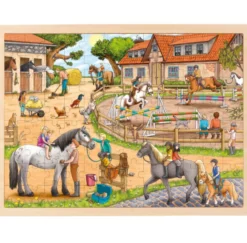 Rahmenpuzzle Holz "Reiterhof", 96 Teile