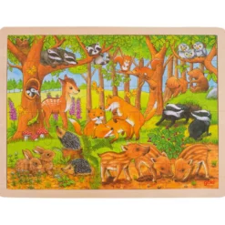 Rahmenpuzzle Holz "Tierkinder im Wald ", 48 Teile