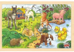Rahmenpuzzle Holz "Tierkinder", 24 Teile