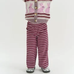 Ripp-Hose weit mauve gestreift 110