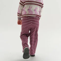 Ripp-Hose weit mauve gestreift 110