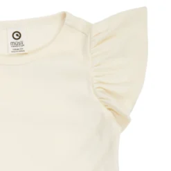 Ripp-Kurzarmshirt mit Volant creme 104