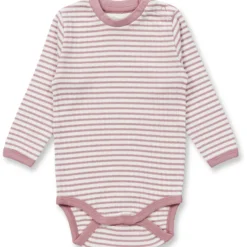 Ripp-Langarmbody geringelt dusty rose 62/68
