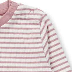 Ripp-Langarmbody geringelt dusty rose 62/68