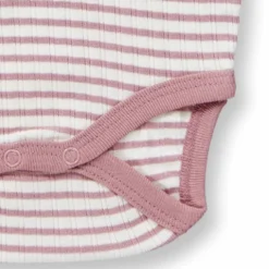 Ripp-Langarmbody geringelt dusty rose 62/68