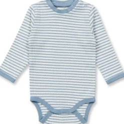 Ripp-Langarmbody geringelt light denim 80