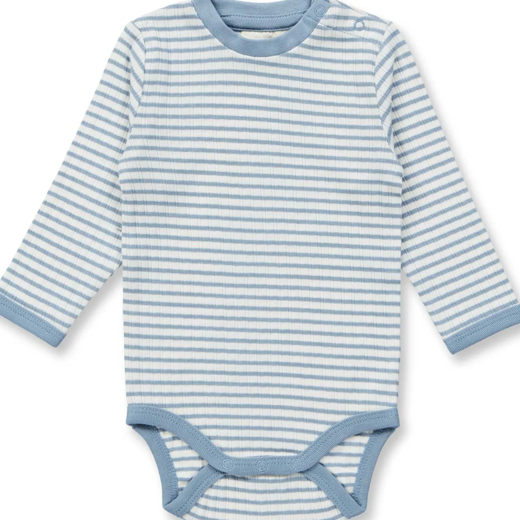 Ripp-Langarmbody geringelt light denim 80