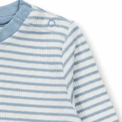 Ripp-Langarmbody geringelt light denim 80