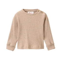 Ripp-Langarmshirt dunkelsand mélange 50/56