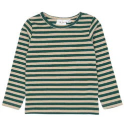 Ripp-Langarmshirt grün gestreift 92
