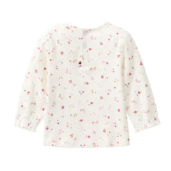 Ripp-Langarmshirt mit Rüsche geblümt weiß 98/104