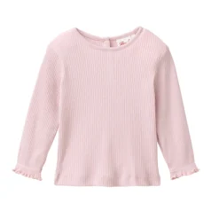 Ripp-Langarmshirt mit Rüschen malve 86/92