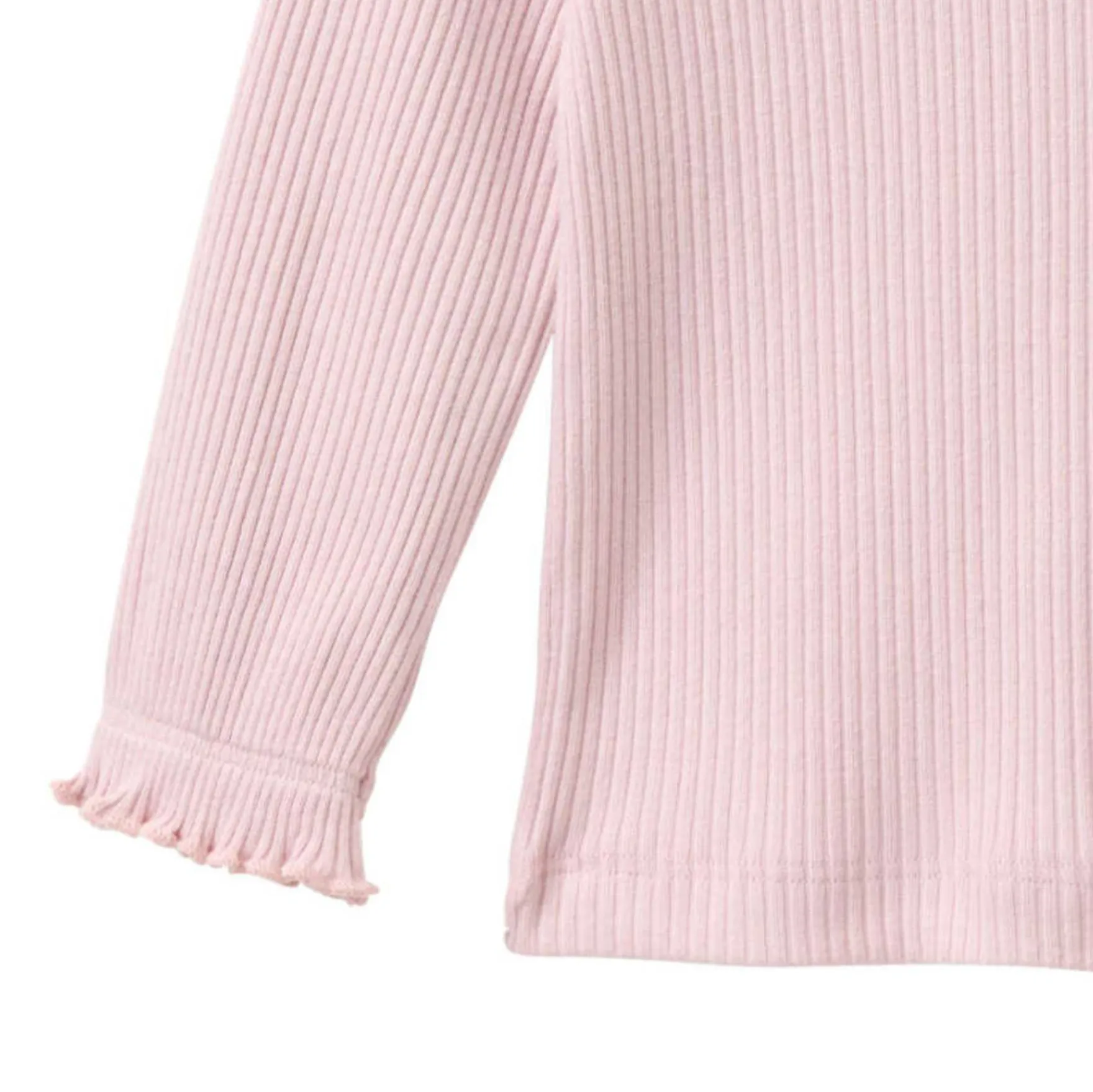 Ripp-Langarmshirt mit Rüschen malve 86/92