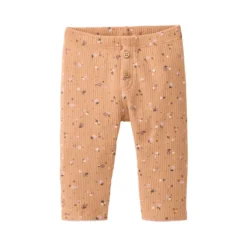 Ripp-Leggings "Blümchen" karamell 62/68