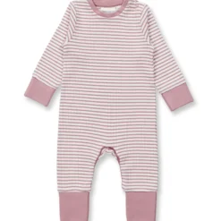Ripp-Strampler geringelt dusty rose 62/68