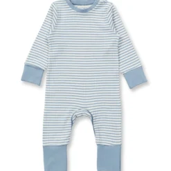 Ripp-Strampler geringelt light denim 86