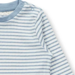 Ripp-Strampler geringelt light denim 86