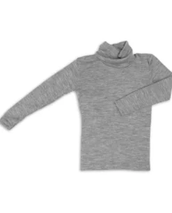 Rollkragen Shirt Wolle Seide hellgrau 92