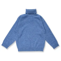 Rollkragen-Strickpullover Merino jeansblau melange 92