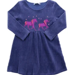 Samtcord-Kleid "Pferde" dark cobalt 128