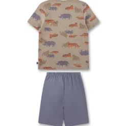 Schlafanzug kurz "Wilde Tiere" blau-beige 92