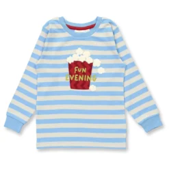 Schlafanzug "Popcorn" blau gestreift 122/128