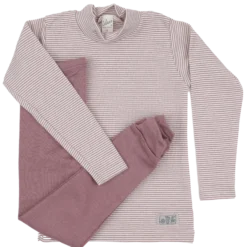 Schlafanzug Wolle Seide Ringel mauve 98