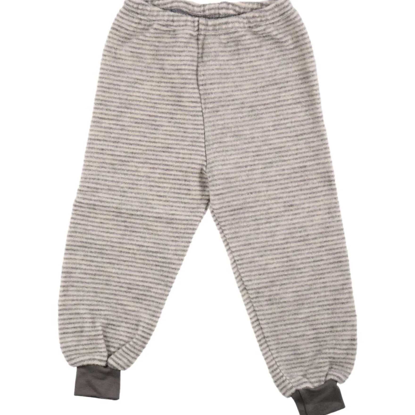 Schlafanzug Wollfrottee Ringel grau 98