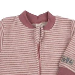 Schlafsack mit Arm Wollfrottee mauve Ringel 50/56