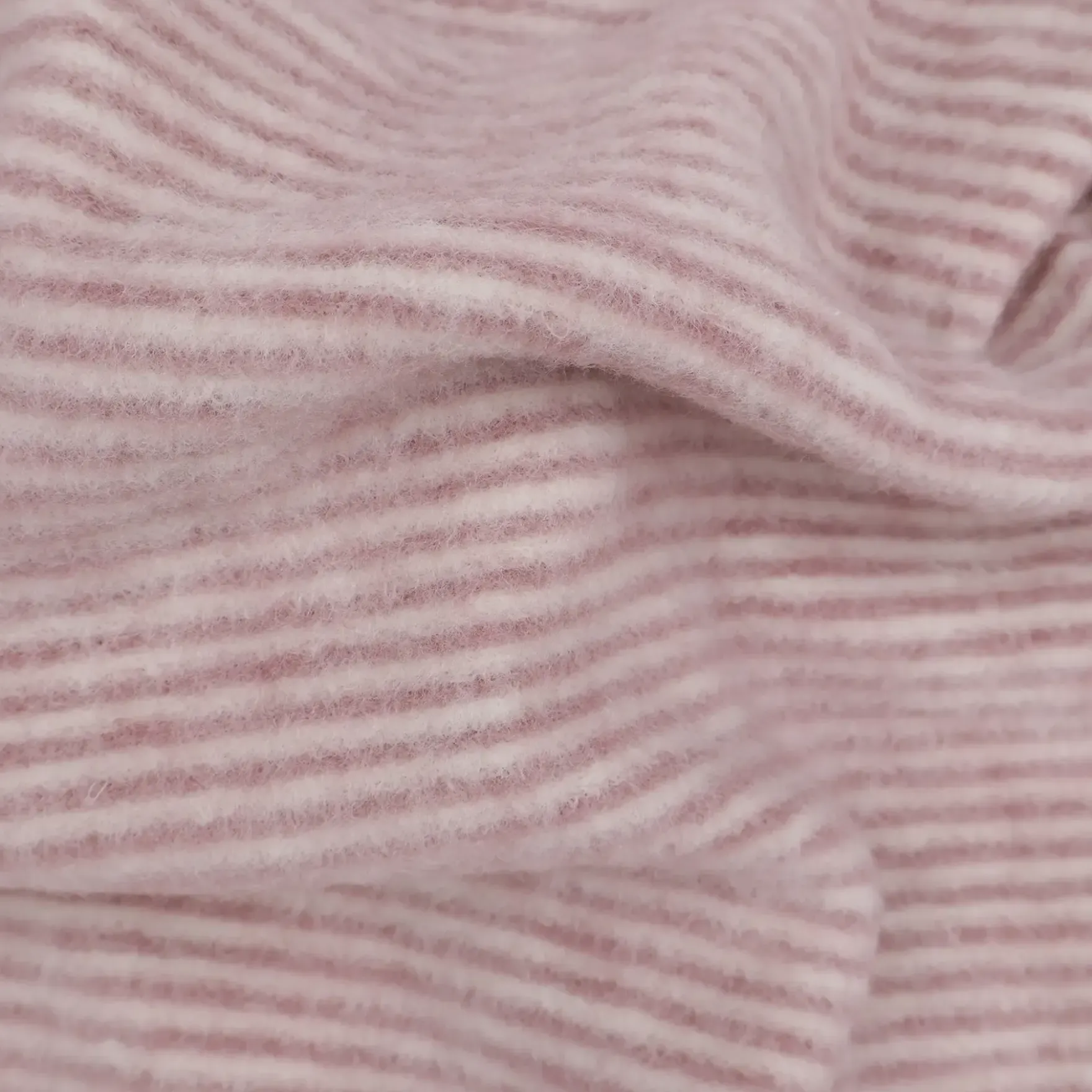 Schlafsack mit Arm Wollfrottee mauve Ringel 50/56