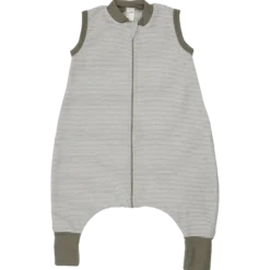 Schlafsack mit Bein Wolle Seide Ringel khaki 74/80
