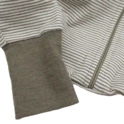 Schlafsack mit Bein Wolle Seide Ringel khaki 74/80