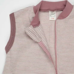 Schlafsack mit Bein Wolle Seide Ringel mauve 74/80