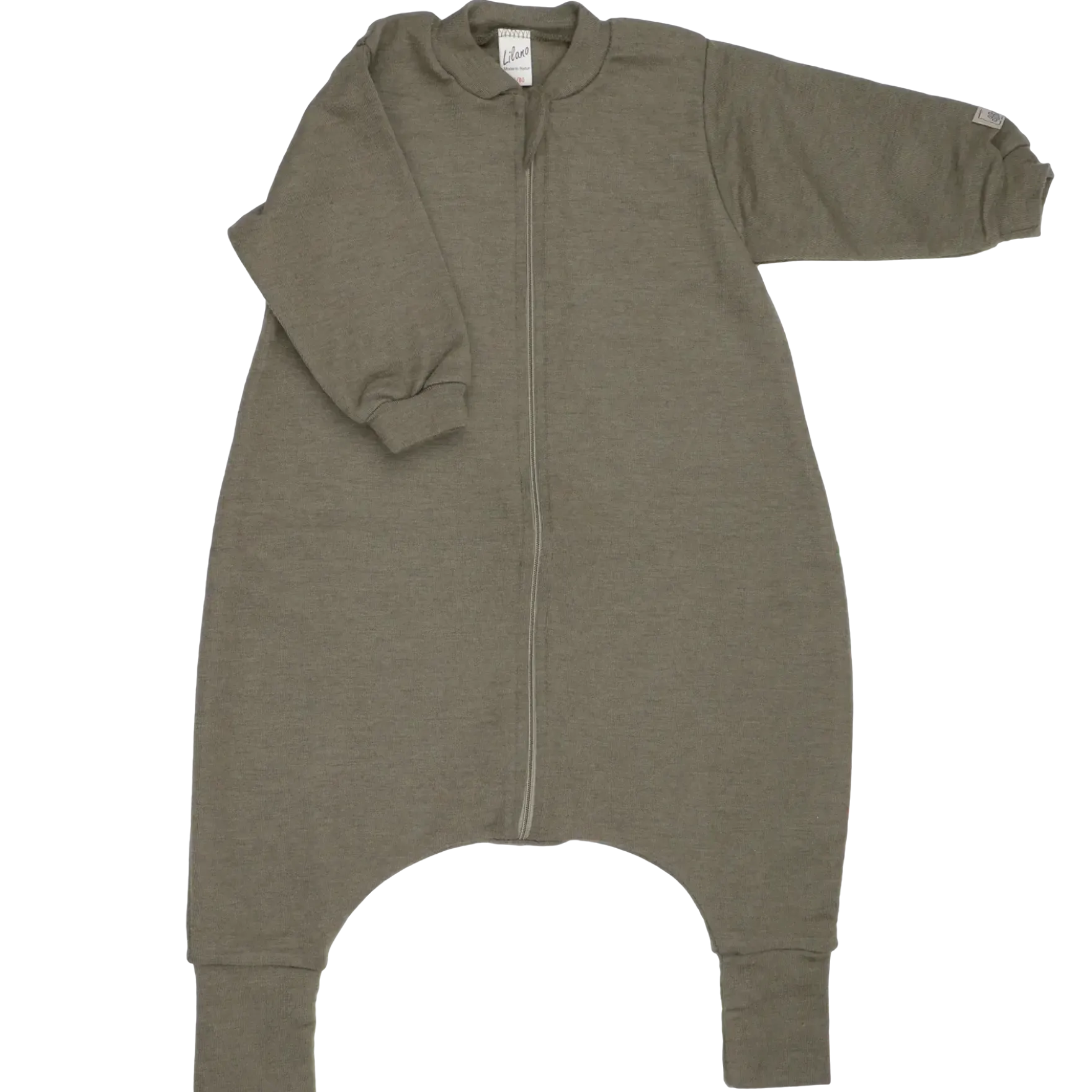 Schlafsack Wolle Seide mit Bein khaki 74/80