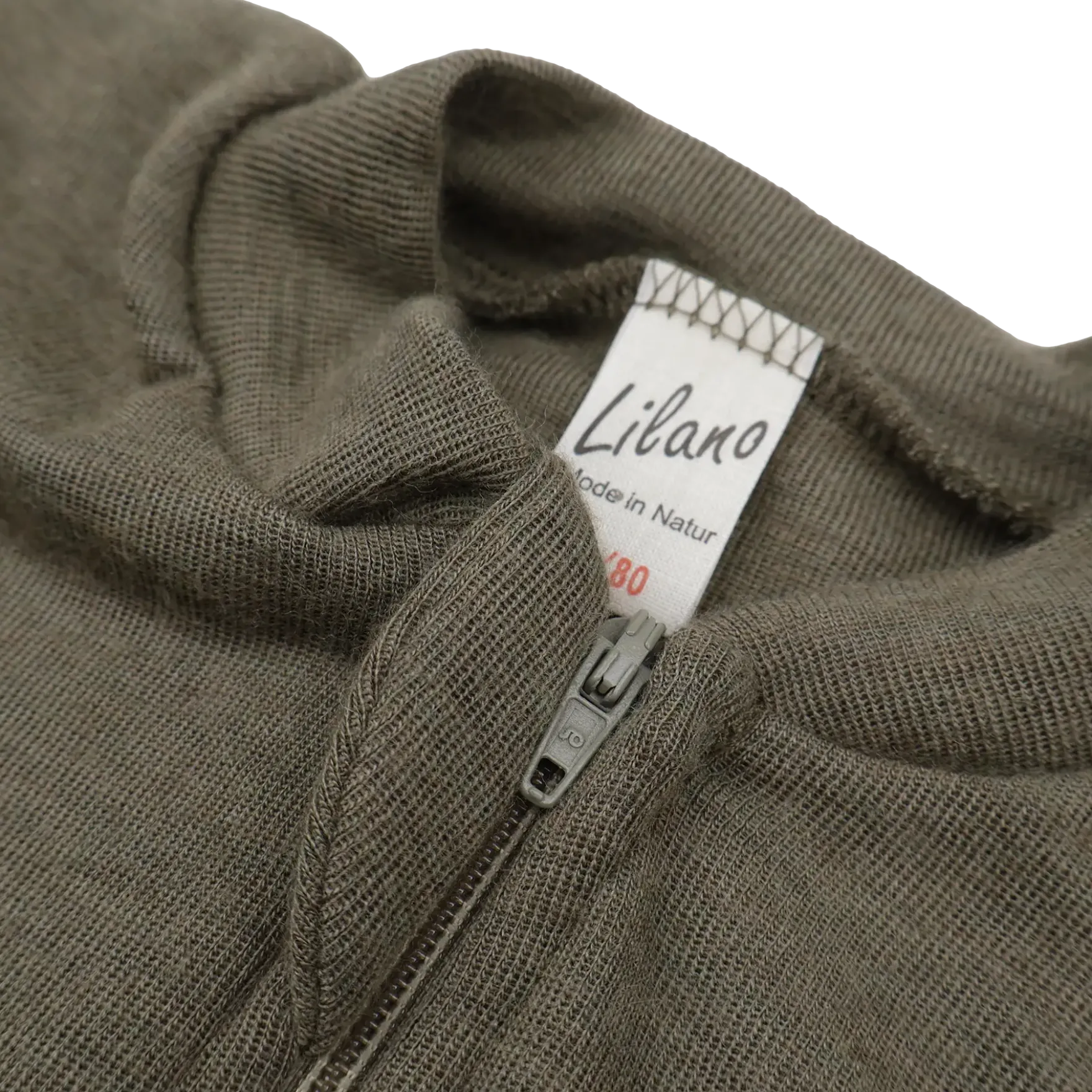 Schlafsack Wolle Seide mit Bein khaki 74/80