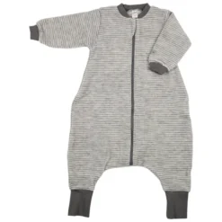 Schlafsack Wollfrottee mit Bein grau 74/80