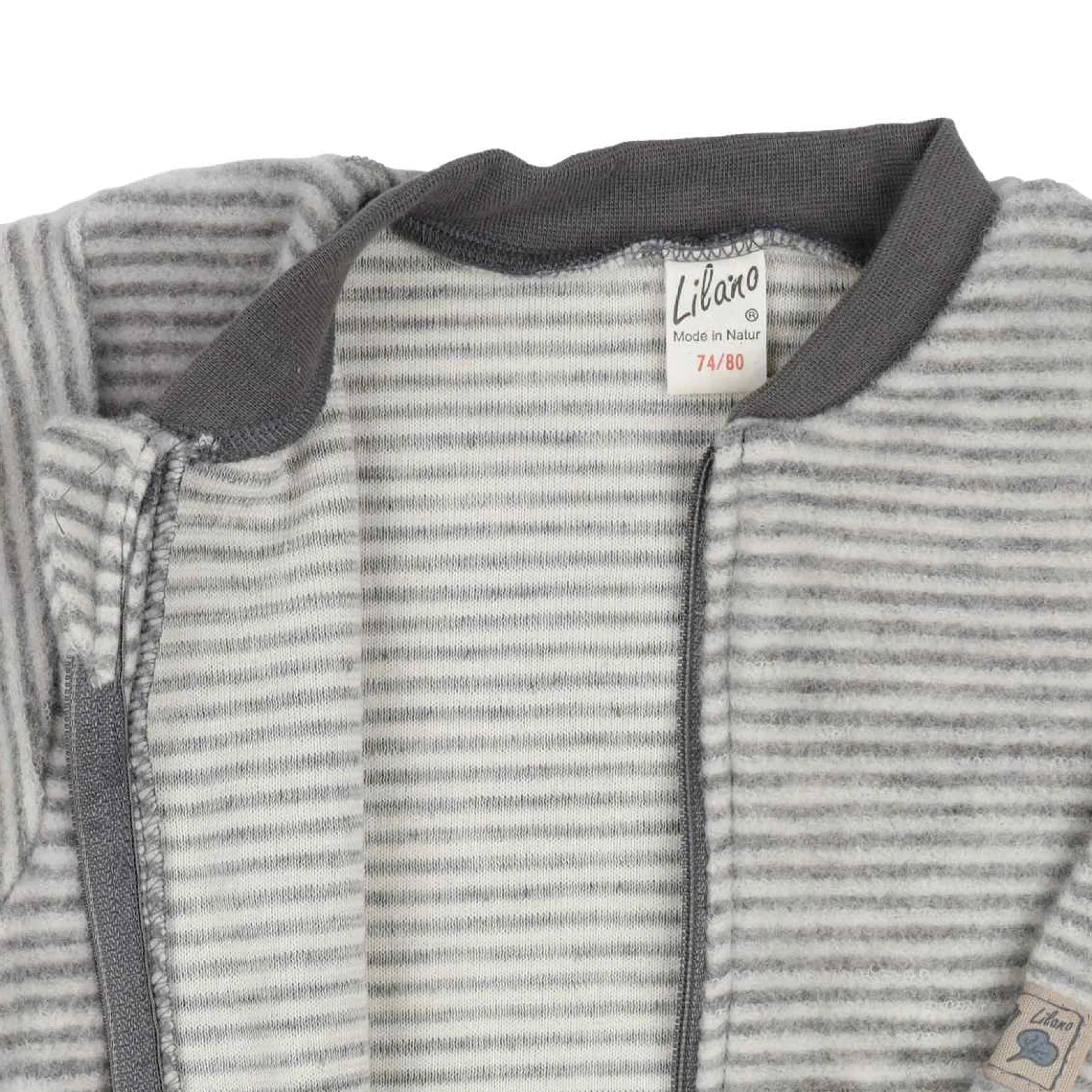 Schlafsack Wollfrottee mit Bein grau 74/80
