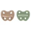 Schnuller 2er-Pack rund "tan beige & moos green" 3-36 Monate