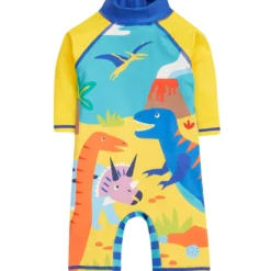 Schwimmanzug "Dinosaurier" gelb UPF 40+ 74/80