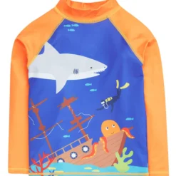 Schwimmshirt "Tiefsee" blau-orange UPF 40+ 104