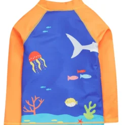 Schwimmshirt "Tiefsee" blau-orange UPF 40+ 104