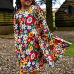 Skaterkleid langarm "Blumen" blau 122