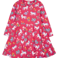 Skaterkleid langarm "Einhorn" rotpink 110