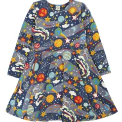 Skaterkleid langarm "Weltraum" graublau 98