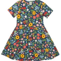 Skaterkleid "Sommerblumen" dunkelblau 110