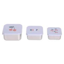 Snackbox 3er Set Edelstahl "Kirsche" lila