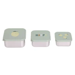 Snackbox 3er Set Edelstahl "Zitrone" grün