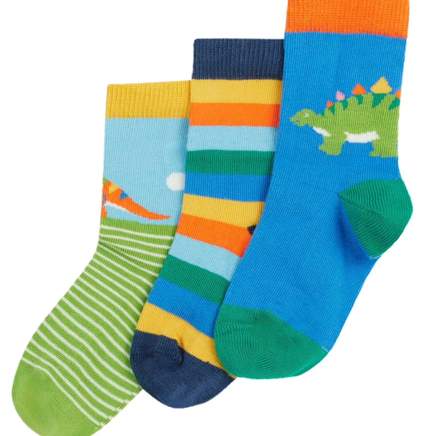 Socken 3er-Pack "Dinosaurier" blau-grün 15-18