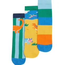 Socken 3er-Pack "Dinosaurier" gelb-blau 35-38